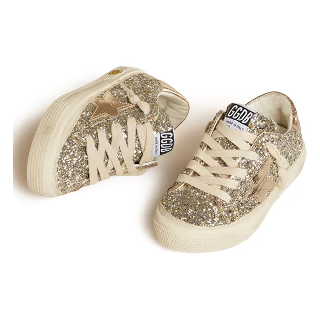 May Glitter Lace-Up Sneakers | White