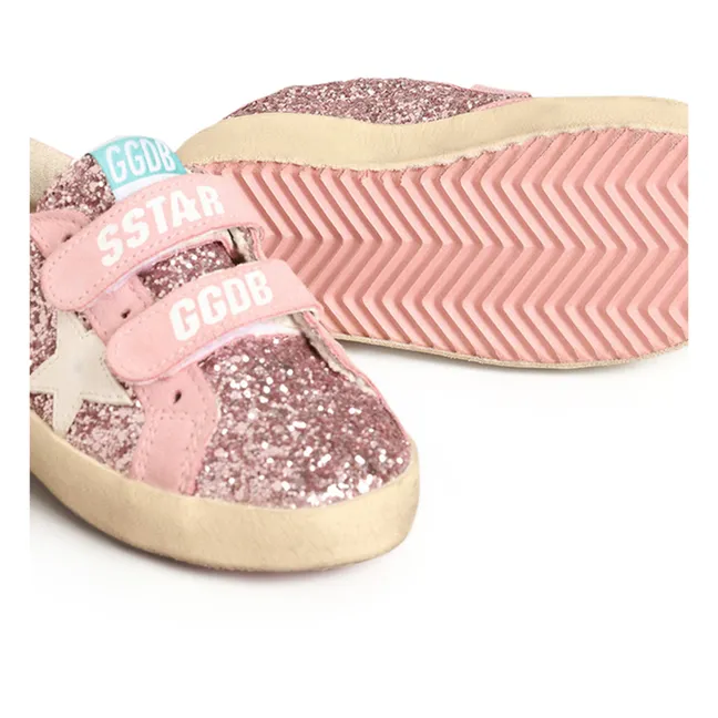 Old School Glitter Velcro Sneakers | Pink