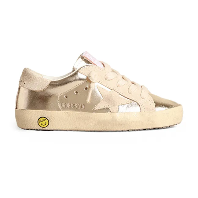 Laminated Super-Star Lace-up Sneakers | Gold