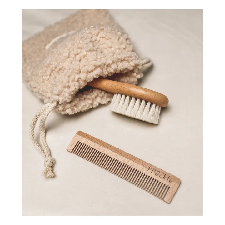 Hairbrush + Comb + Sherpa Pouch set | Beige- Product image n°2