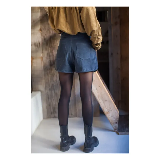 Short Coton Velours Milleraies Paris - Collection Femme  | Bleu