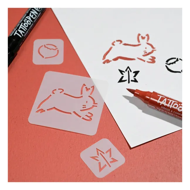 Conejito x AMI IMAGINAIRE Tattoopen & Reusable Stencil Duo Set