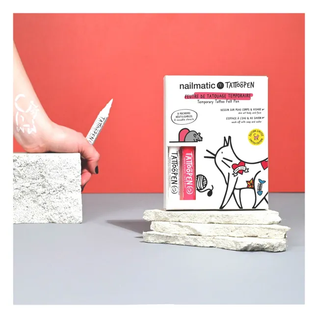 Duo-Set Tattoopen & wiederverwendbare Schablone Cat x AMI IMAGINAIRE