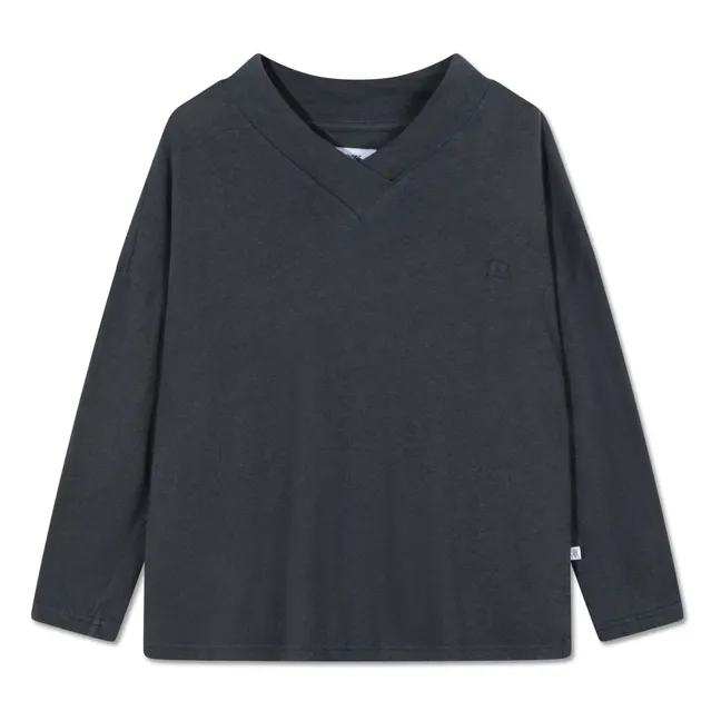 V-neck T-shirt | Charcoal grey