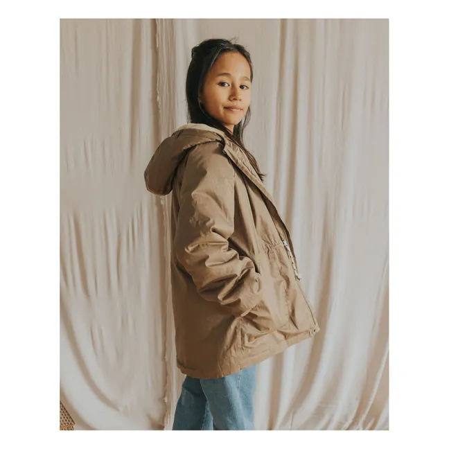 Waterproof Filled Hooded Parka | Taupe brown