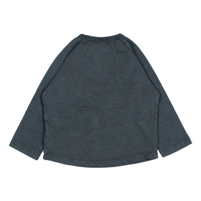 T-Shirt Coton Bio Flammé Poche Bébé | Bleu nuit