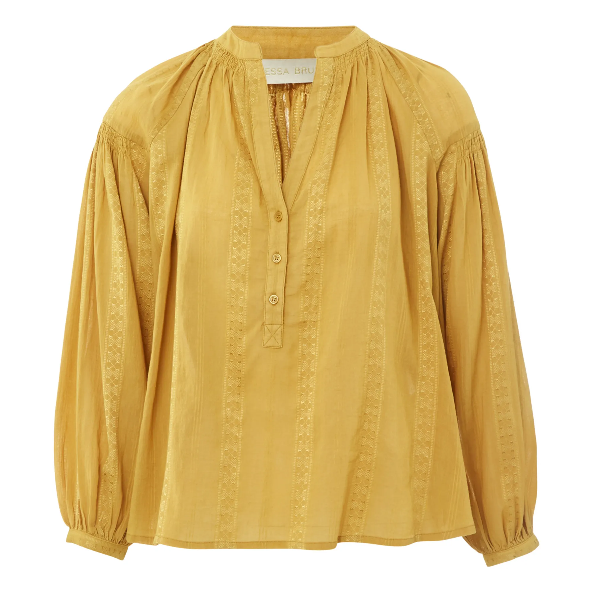 Vanessa Bruno Ochre Nipoa Jacquard Embroidered Blouse