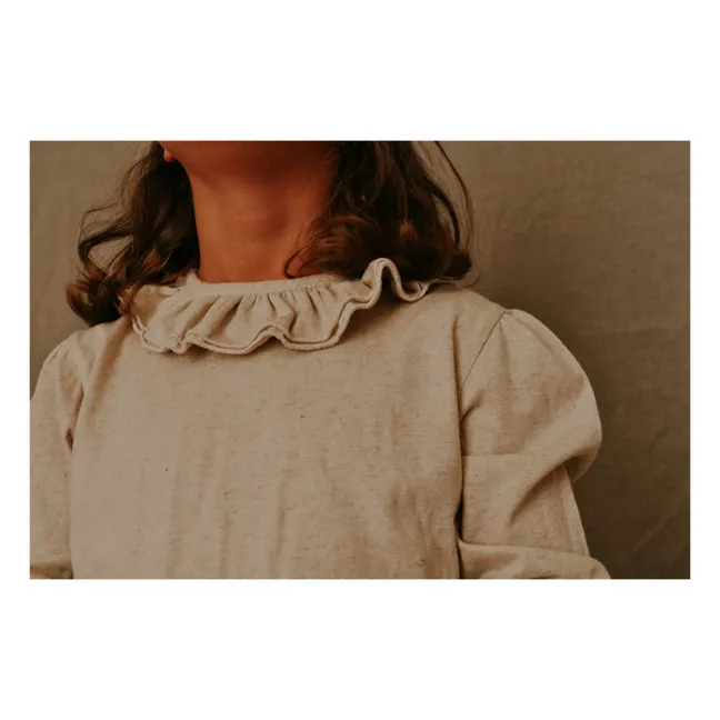 Gabriela - Maglietta con colletto in cotone organico | Beige