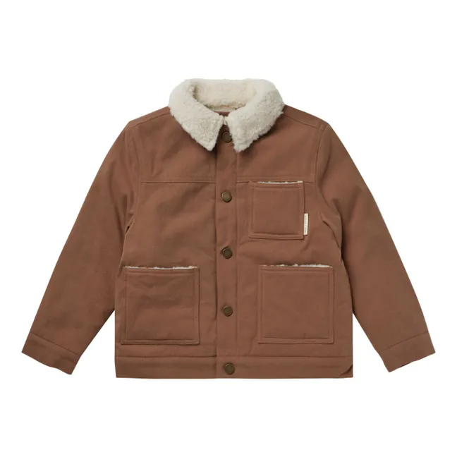 Fur collar jacket | Brown