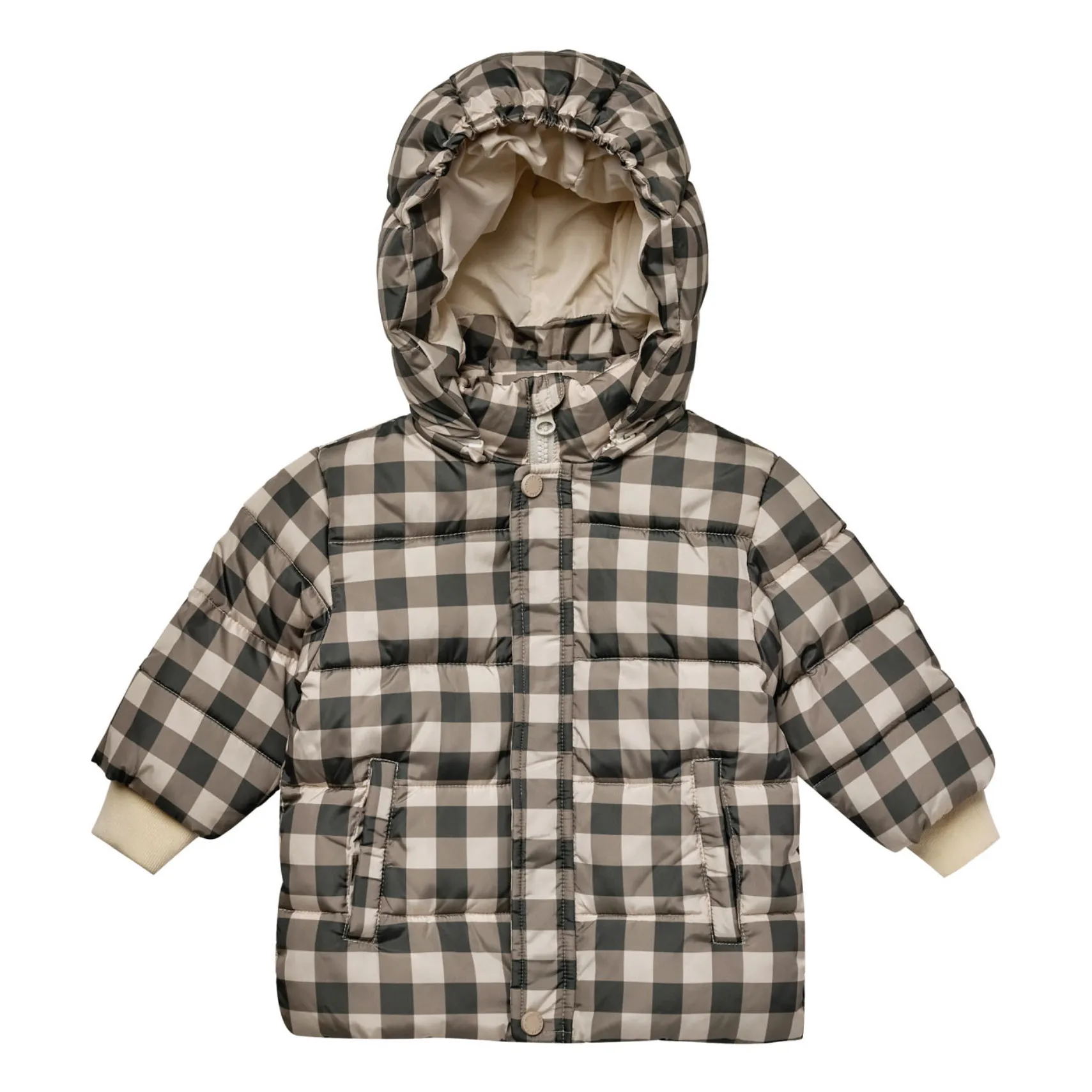 Rylee + Cru Brown Carreaux Down Jacket