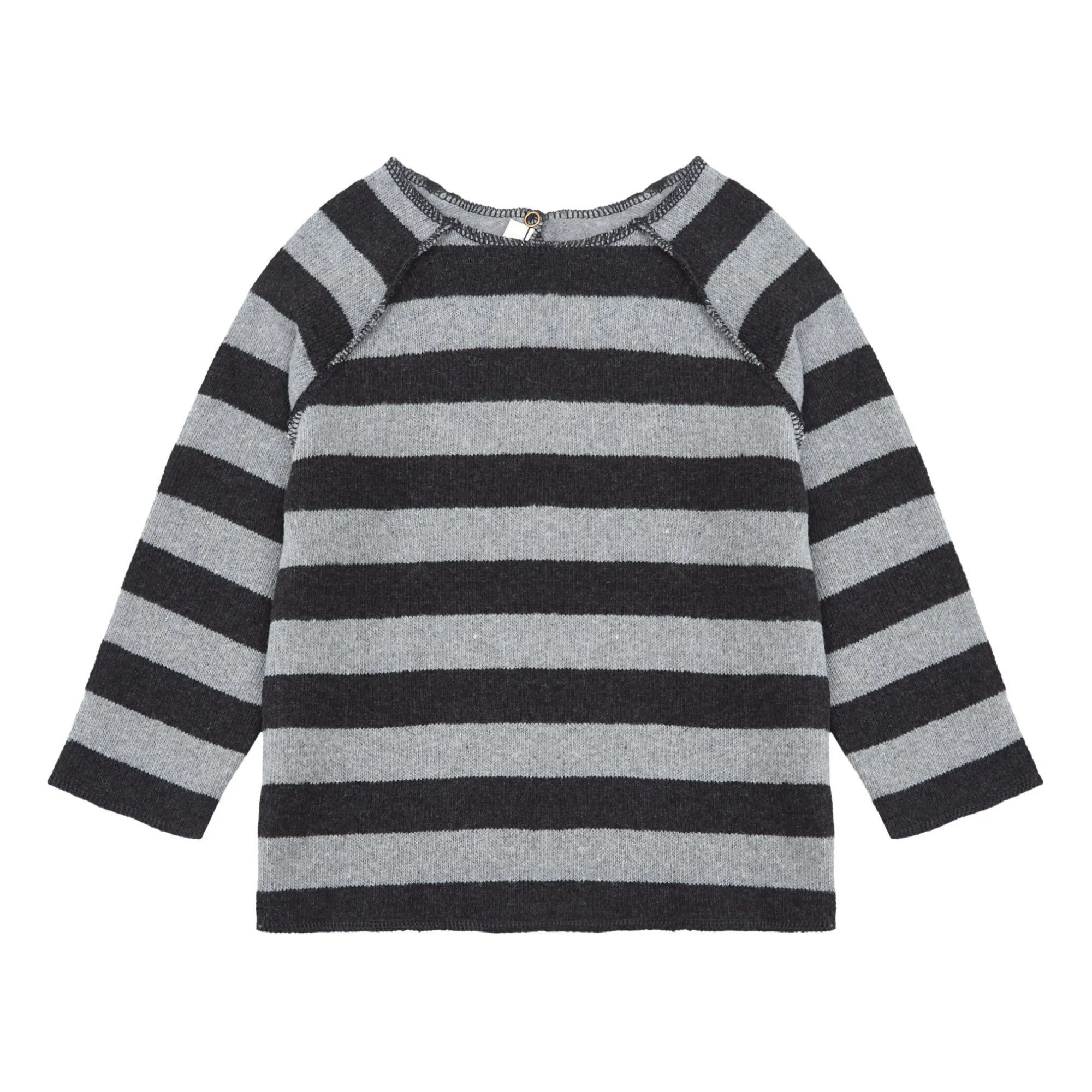 Zhoe & Tobiah Grey Striped Knitted Baby Pullover