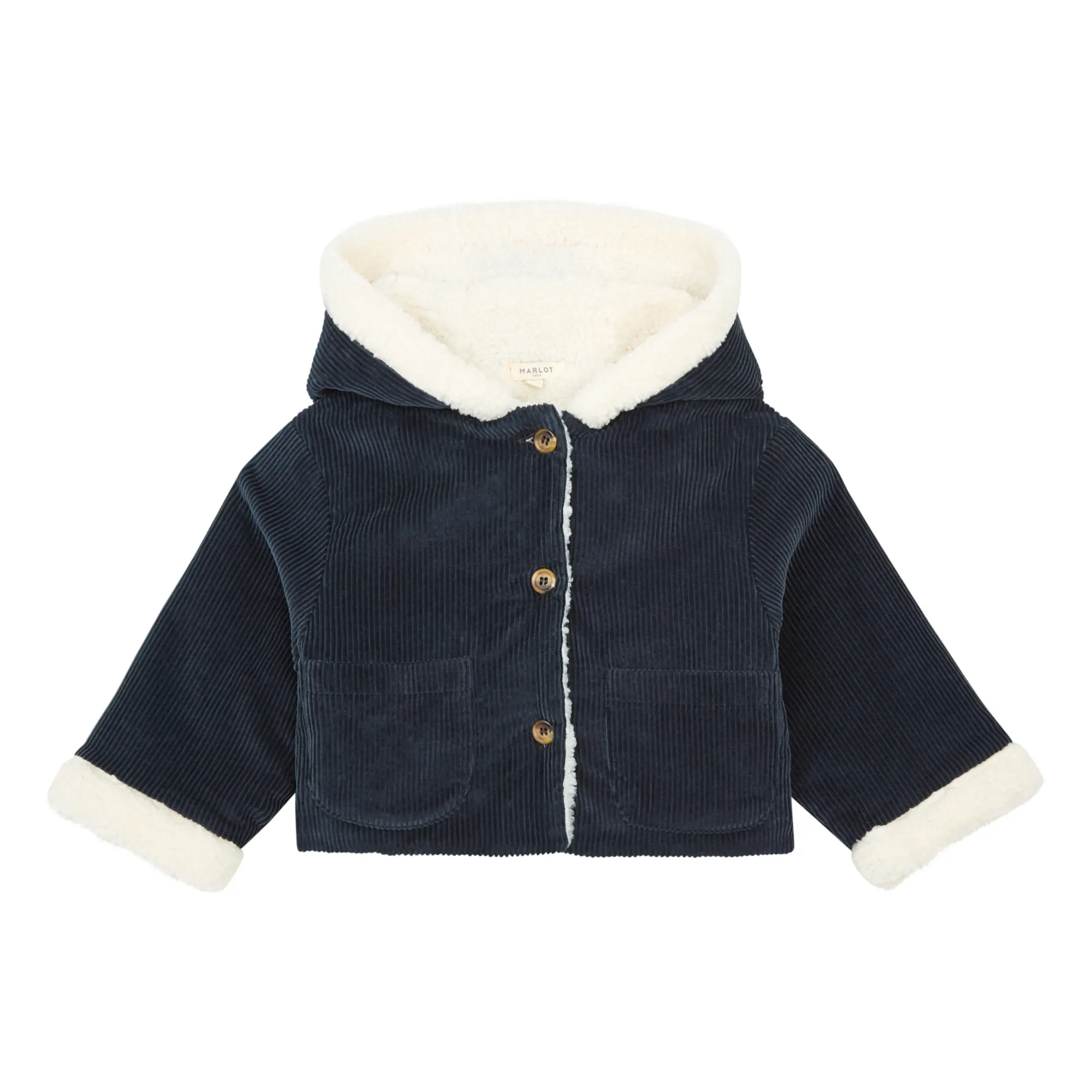Marlot Paris Navy Blue Andréa Lined Corduroy Coat