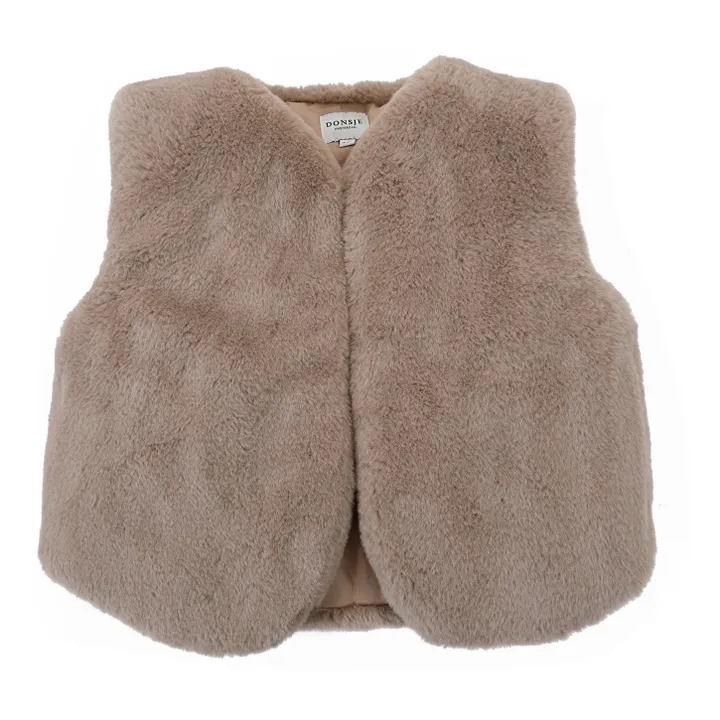 Pimmy Fur Waistcoat - Festive  | Taupe brown- Product image n°0