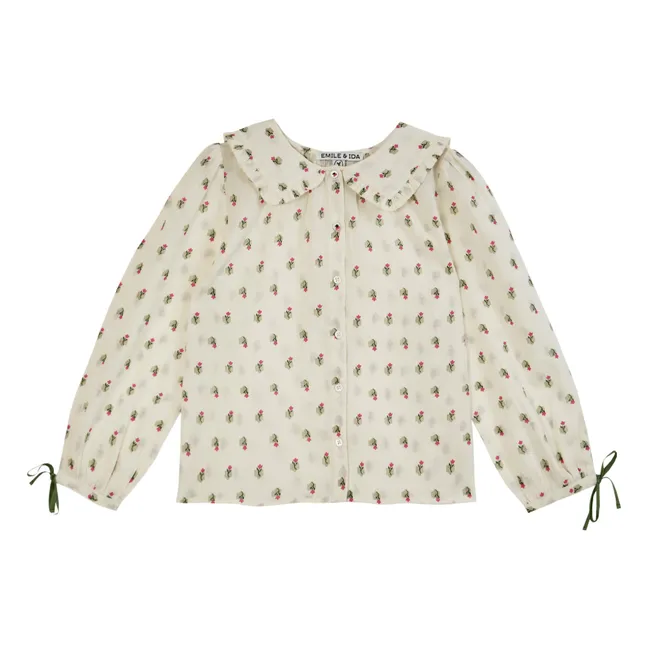 Floral Frill Collar Blouse | Ecru