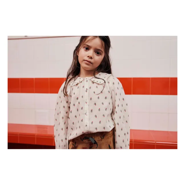 Floral Frill Collar Blouse | Ecru