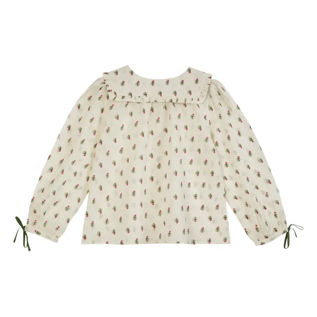 Floral Frill Collar Blouse | Ecru