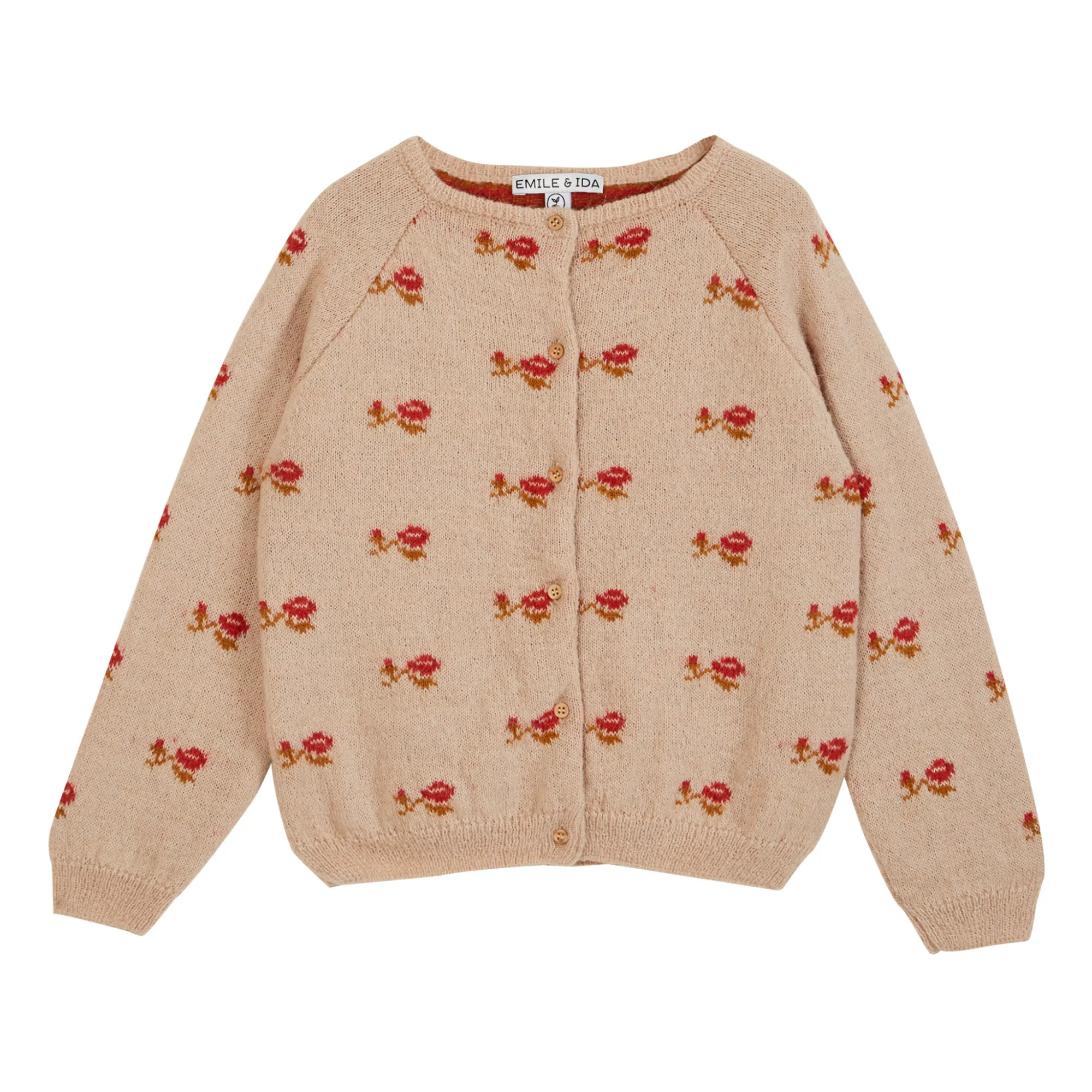 Emile Et Ida Pale Pink Floral Jacquard Cardigan