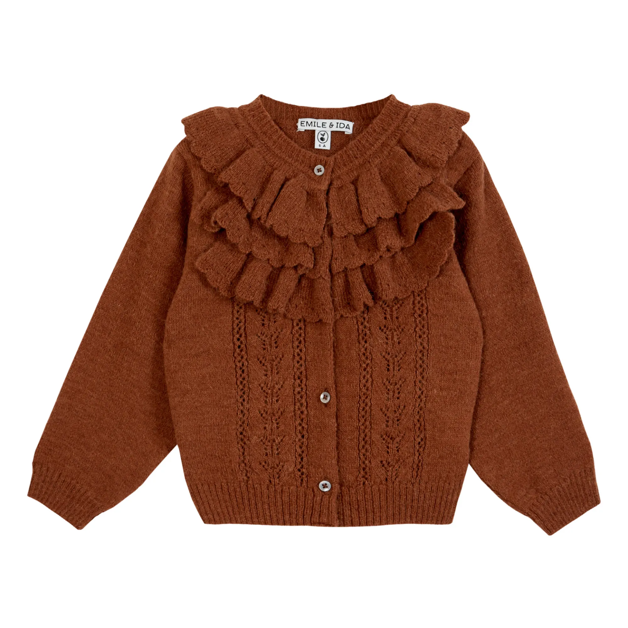 Emile Et Ida Caramel Ruffled Cardigan
