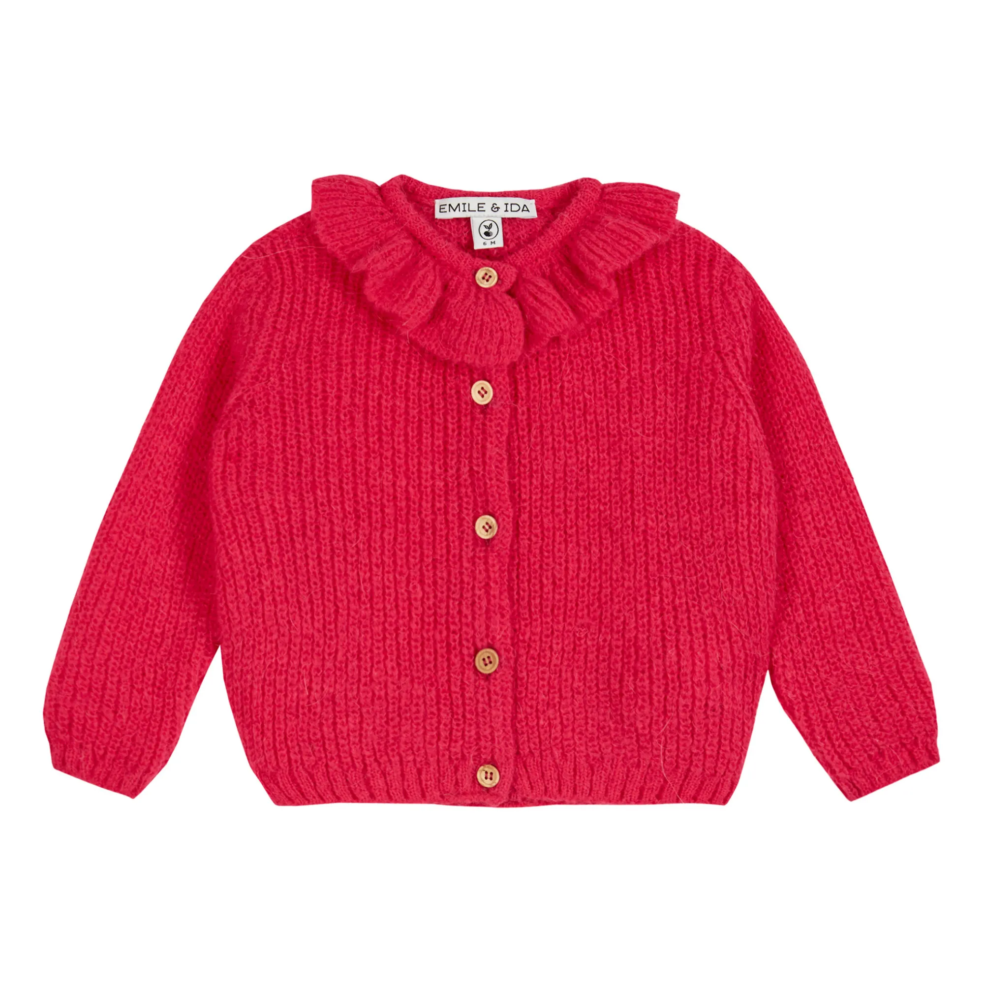 Emile Et Ida Fuchsia Cardigan With Ruffled Collar