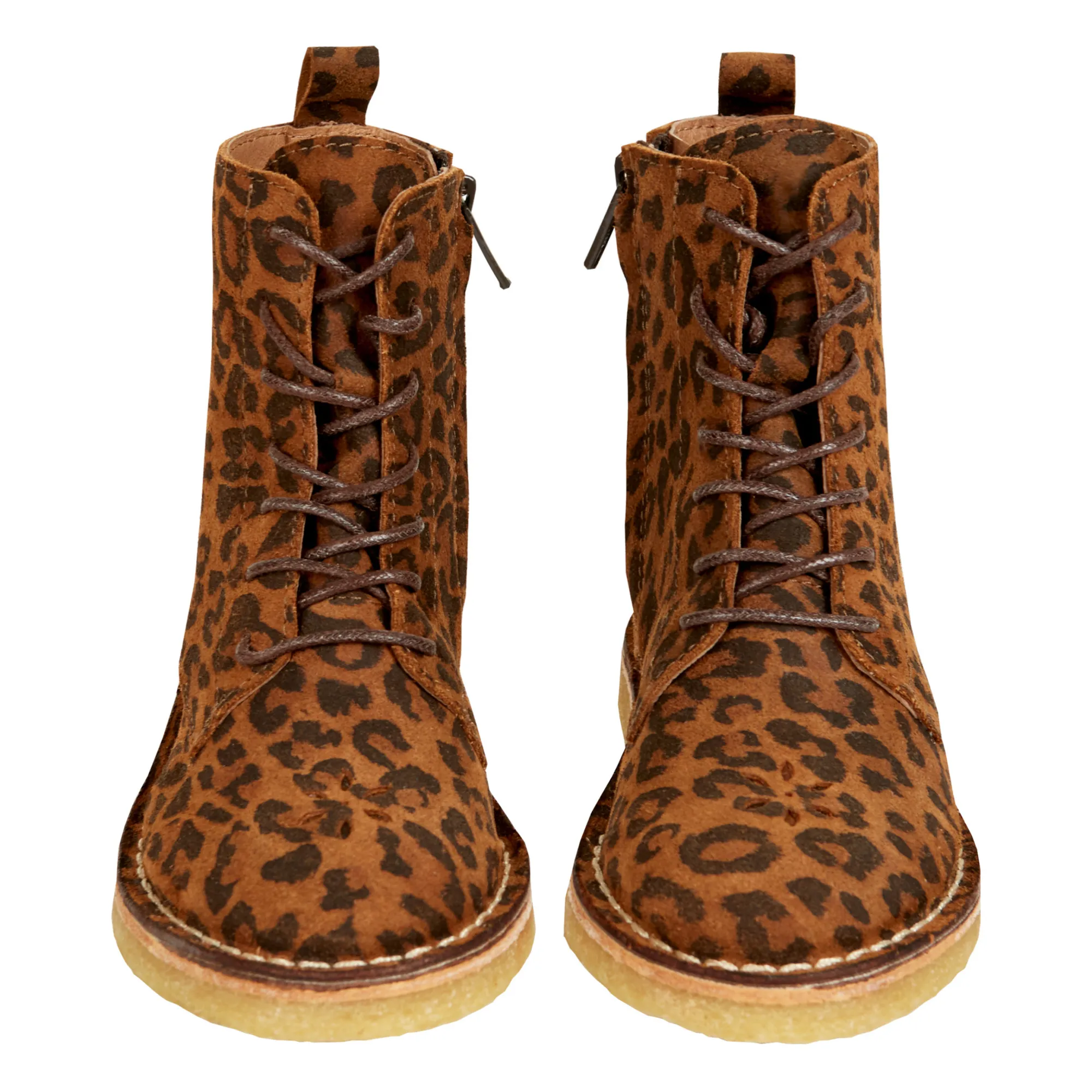 Emile Et Ida Caramel Emi Leopard Print Leather Lace-Up Boots