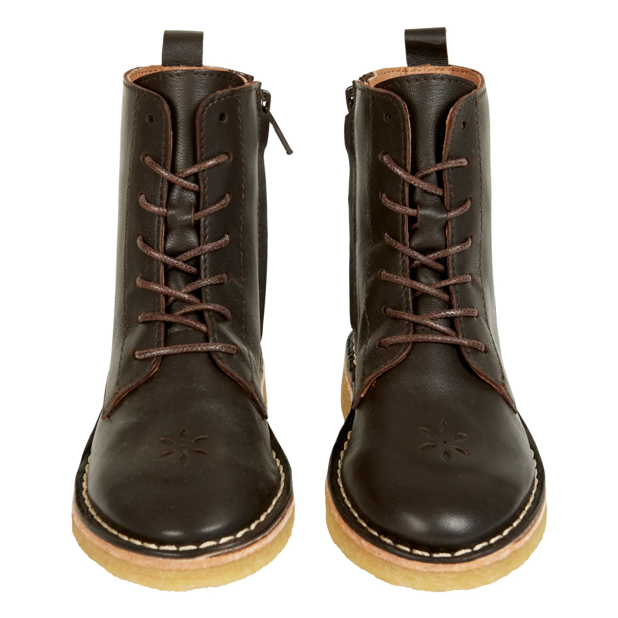 Emile Et Ida Chocolate Emi Leather Lace-Up Boots