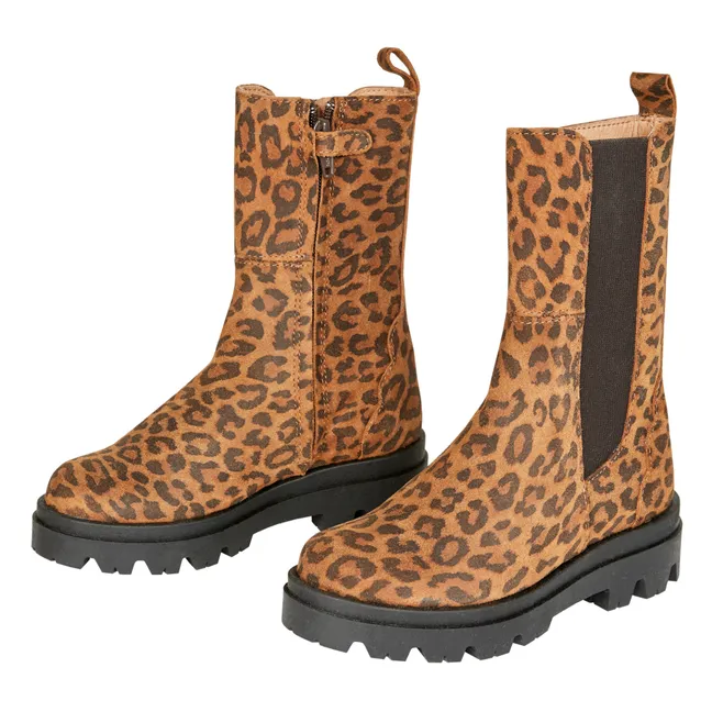 Leopard leather boots Alphonse | Camel