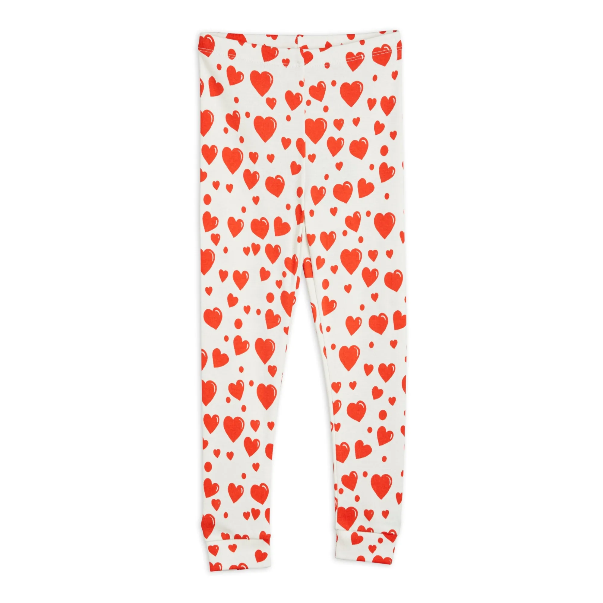 Mini Rodini White Organic Cotton Legging Hearts