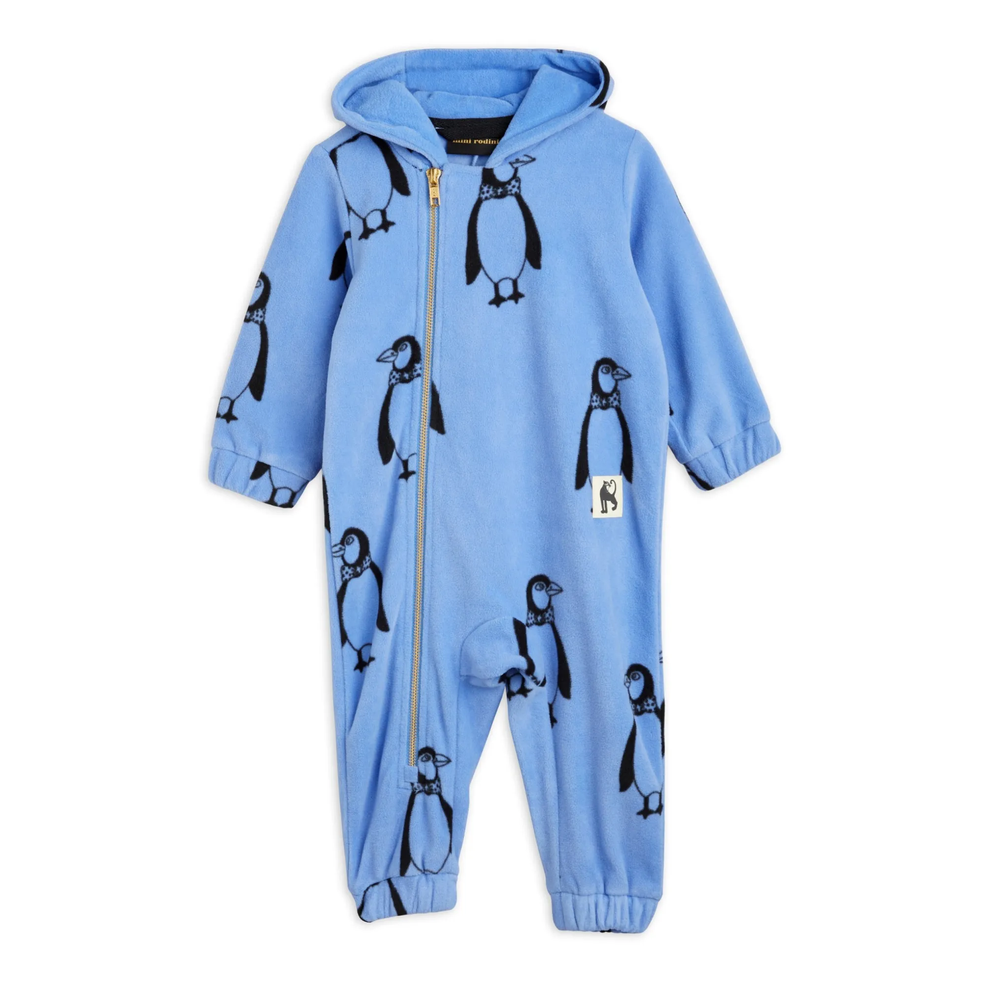 Mini Rodini Blue Penguin Recycled Polyester Fleece Suit