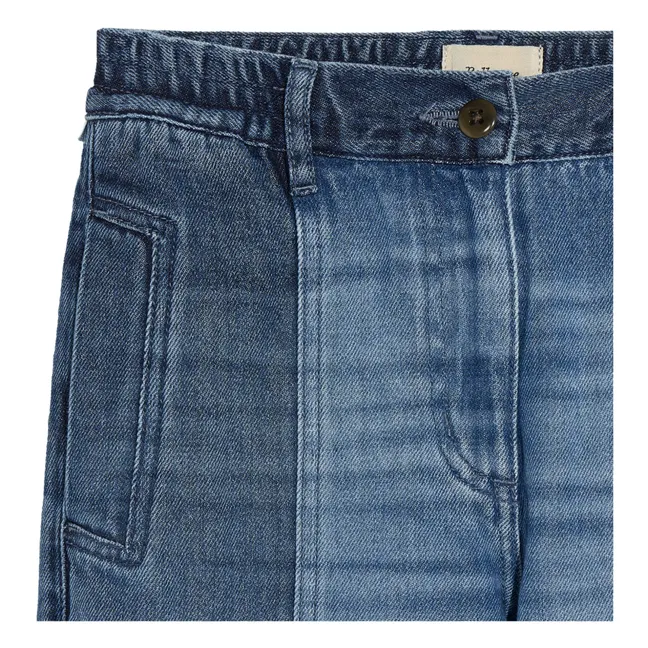 Perine Two-tone Straight Jeans | Vintage blue denim