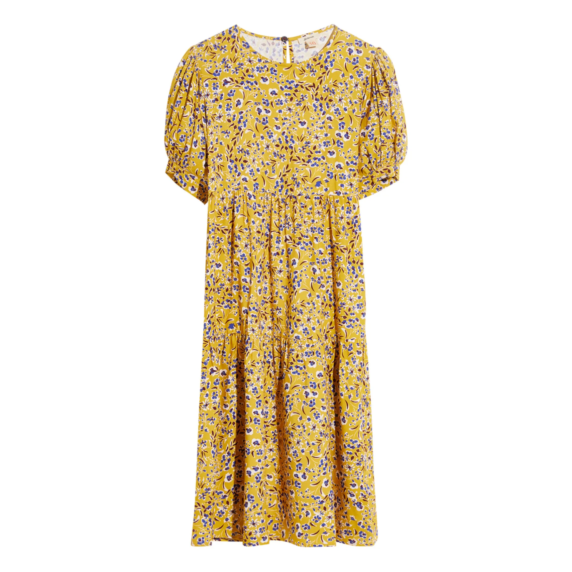 Bellerose Mustard Atomic Printed Ruffle Dress