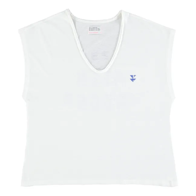 Camille Cotton and Linen T-Shirt | White