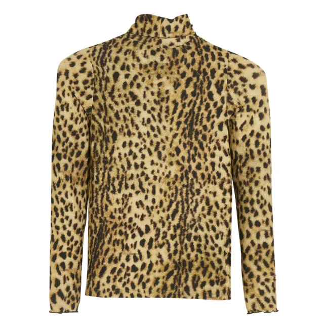 Leopard Velfie Rollkragenpullover | Beige