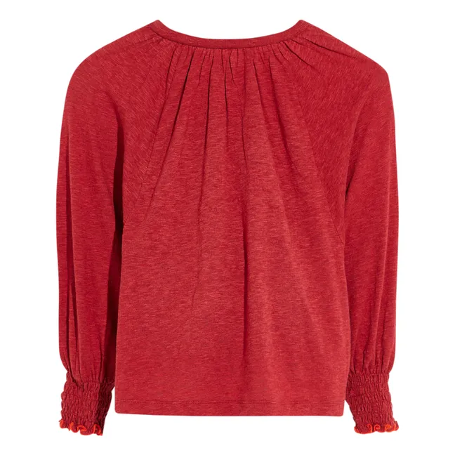 T-shirt Manches Longues Uni Molly | Rouge cerise