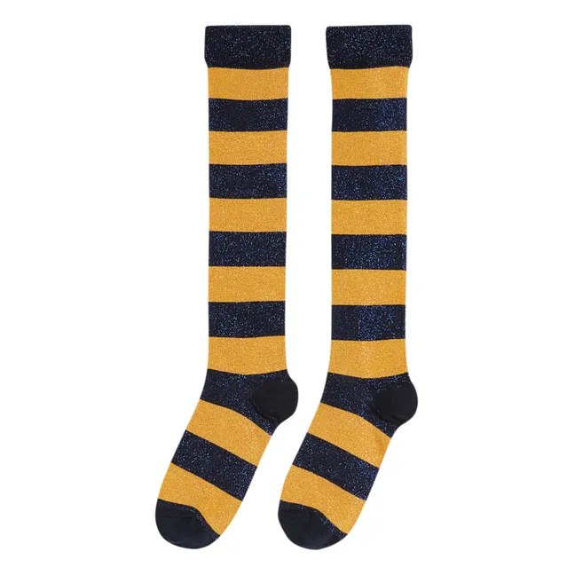Gestreifte hohe Socken Bisar | Gelb