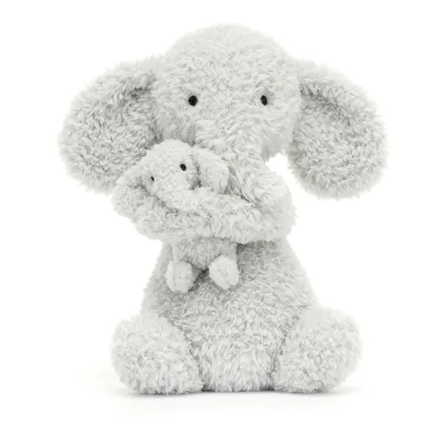 Peluche Elephant avec son bébé | Gris