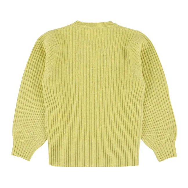 Pullover aus Wolle mit Blumenstickerei Tikka | Gelb
