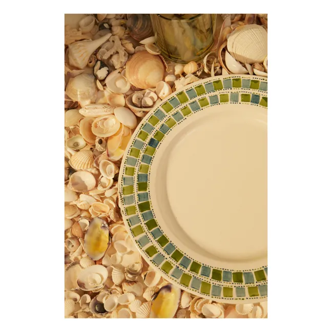 Assiette à dîner à damiers | Bleu Vert