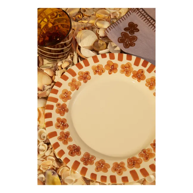 Assiette à dîner Fleurs de tiaré | Marron