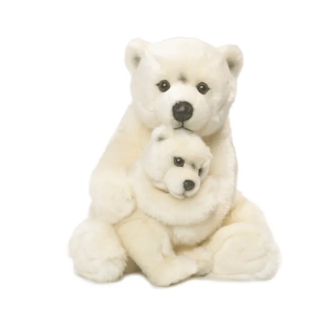 Mamá oso polar y bebé de peluche | Blanco