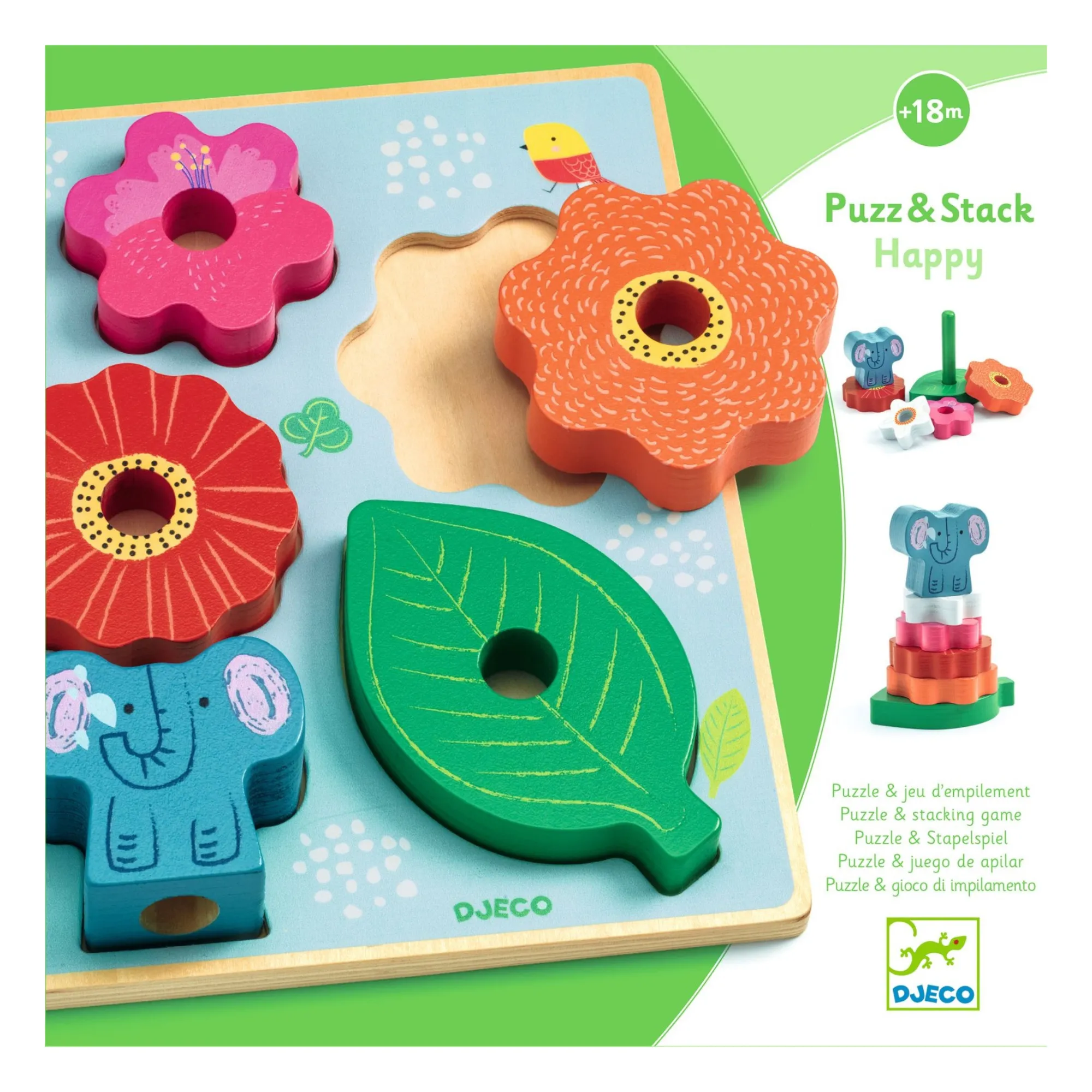 Djeco Multicoloured Stack Happy 3D Puzzle