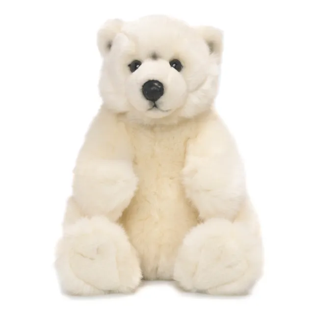 Sitting polar bear plush | White