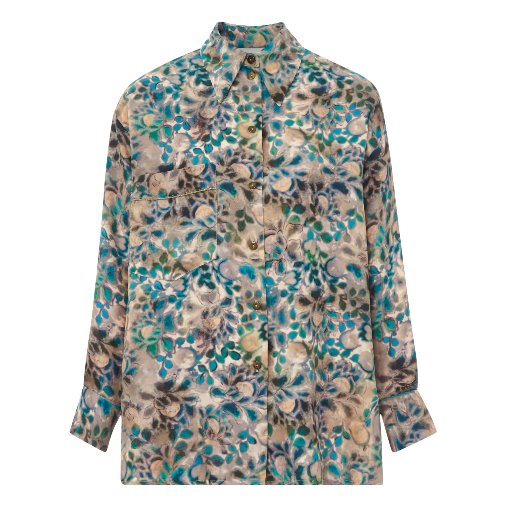 Momoni Green Berard Printed Silk Shirt