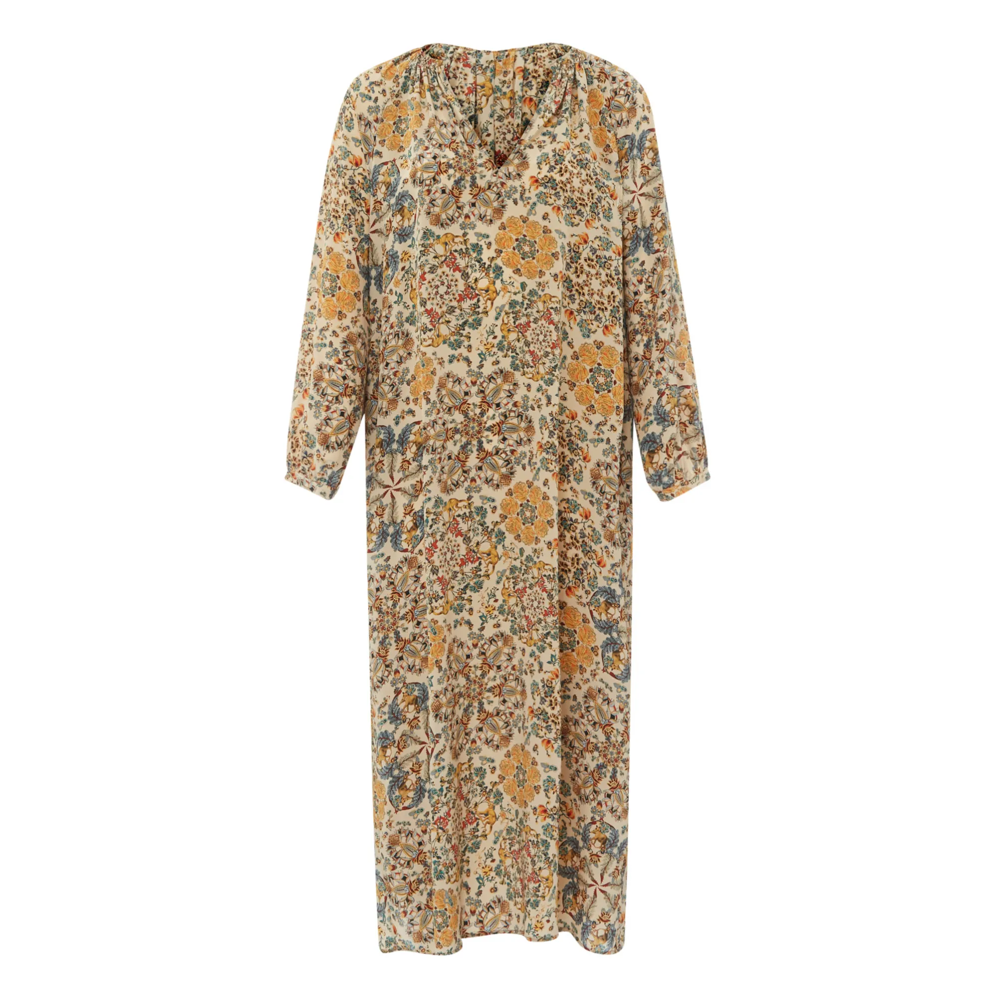 Momoni Beige Lela Printed Silk Dress