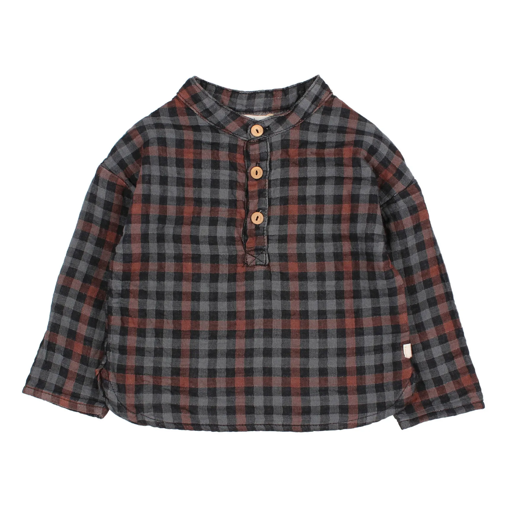 Búho Charcoal Grey Kurta Cotton Gauze Checked