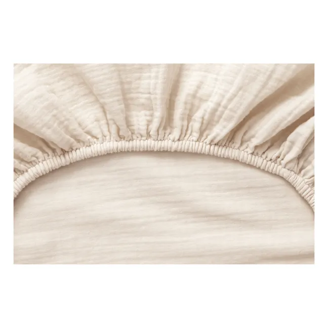 Fitted sheet in cotton muslin | Sand
