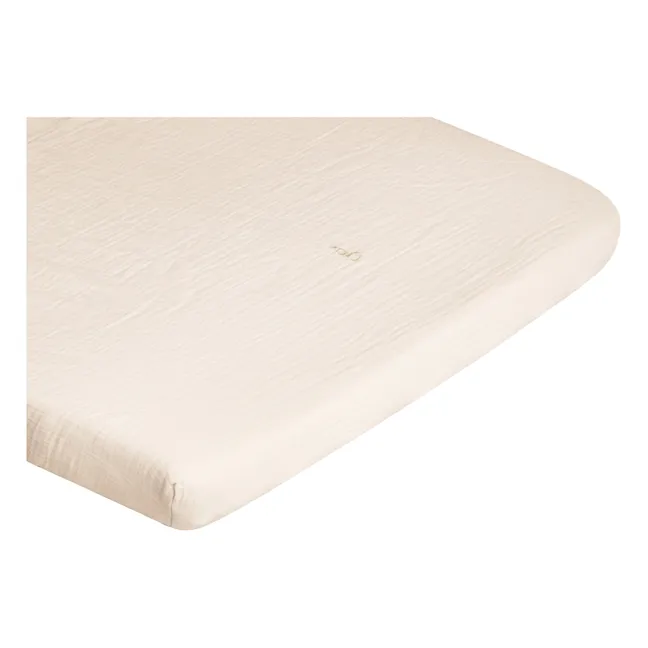 Fitted sheet in cotton muslin | Sand