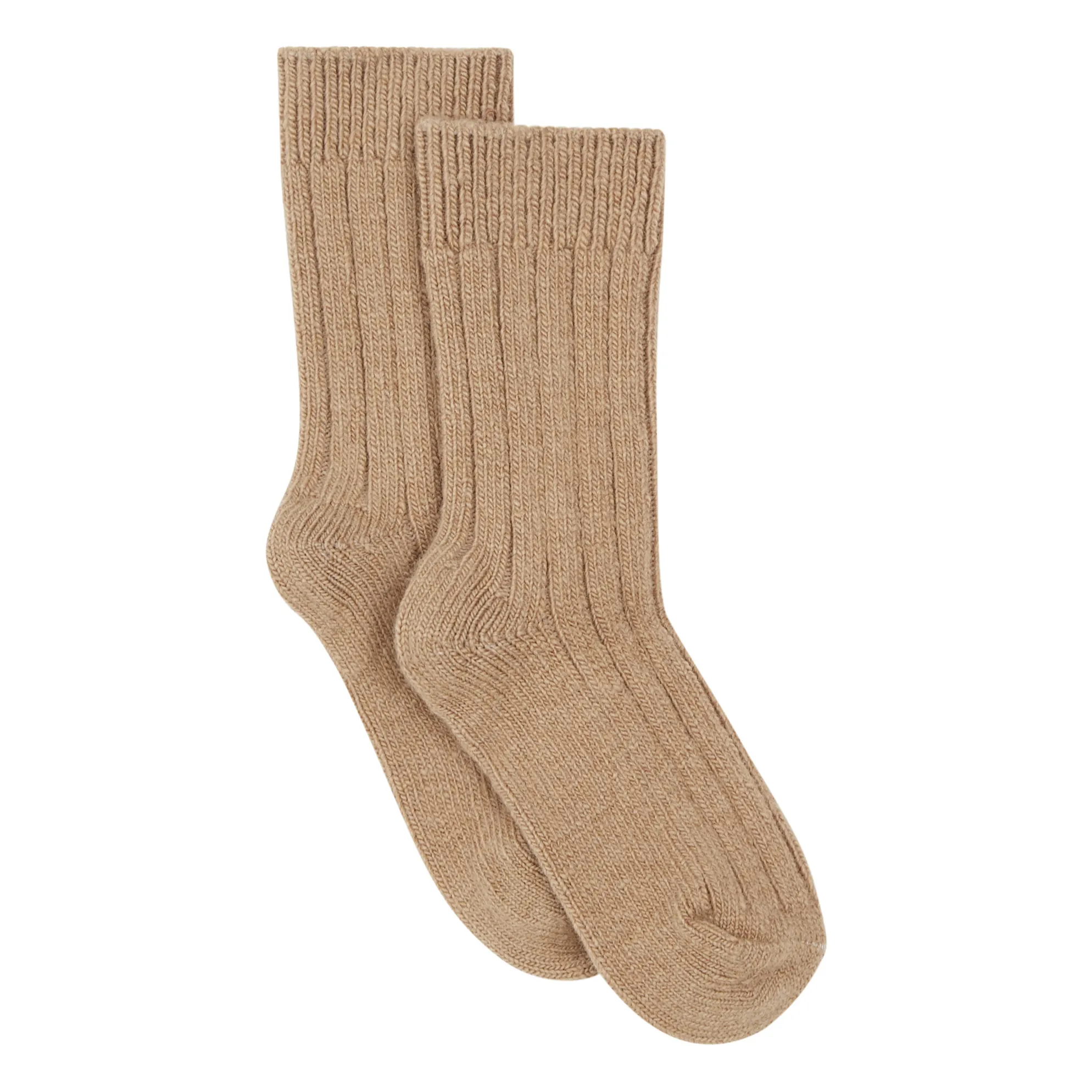 Collégien Taupe Brown Chamois Cashmere And Wool Socks