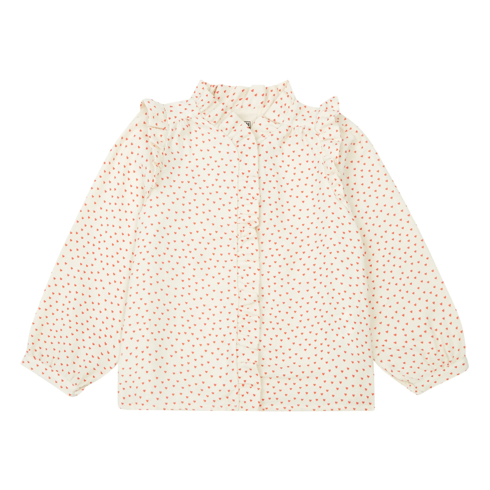 Bonton Ecru Dory Organic Cotton Muslin Heart Blouse