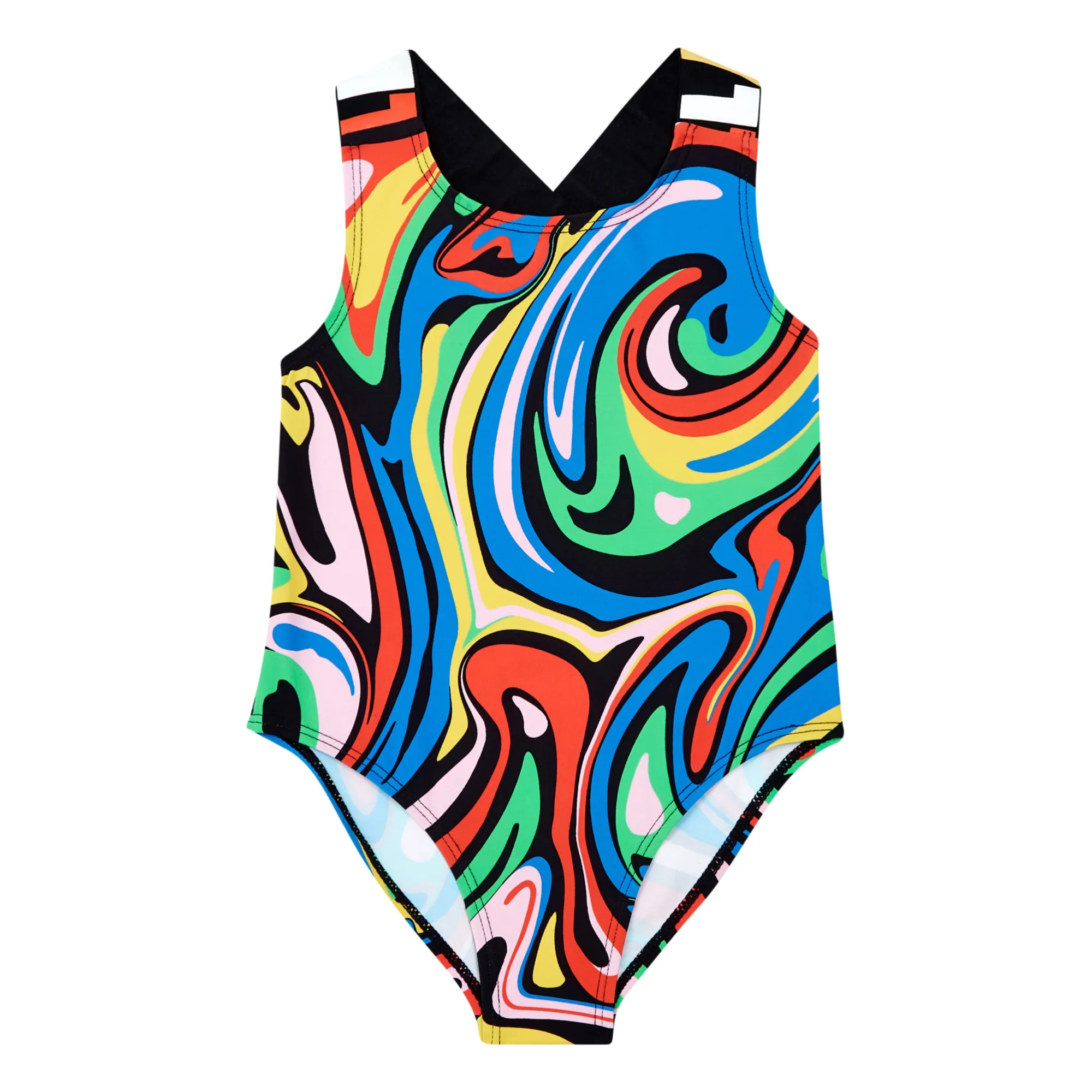 Stella Mccartney Kids Black Recycled Nylon 1 Piece Swimsuit - Active Wear Collection