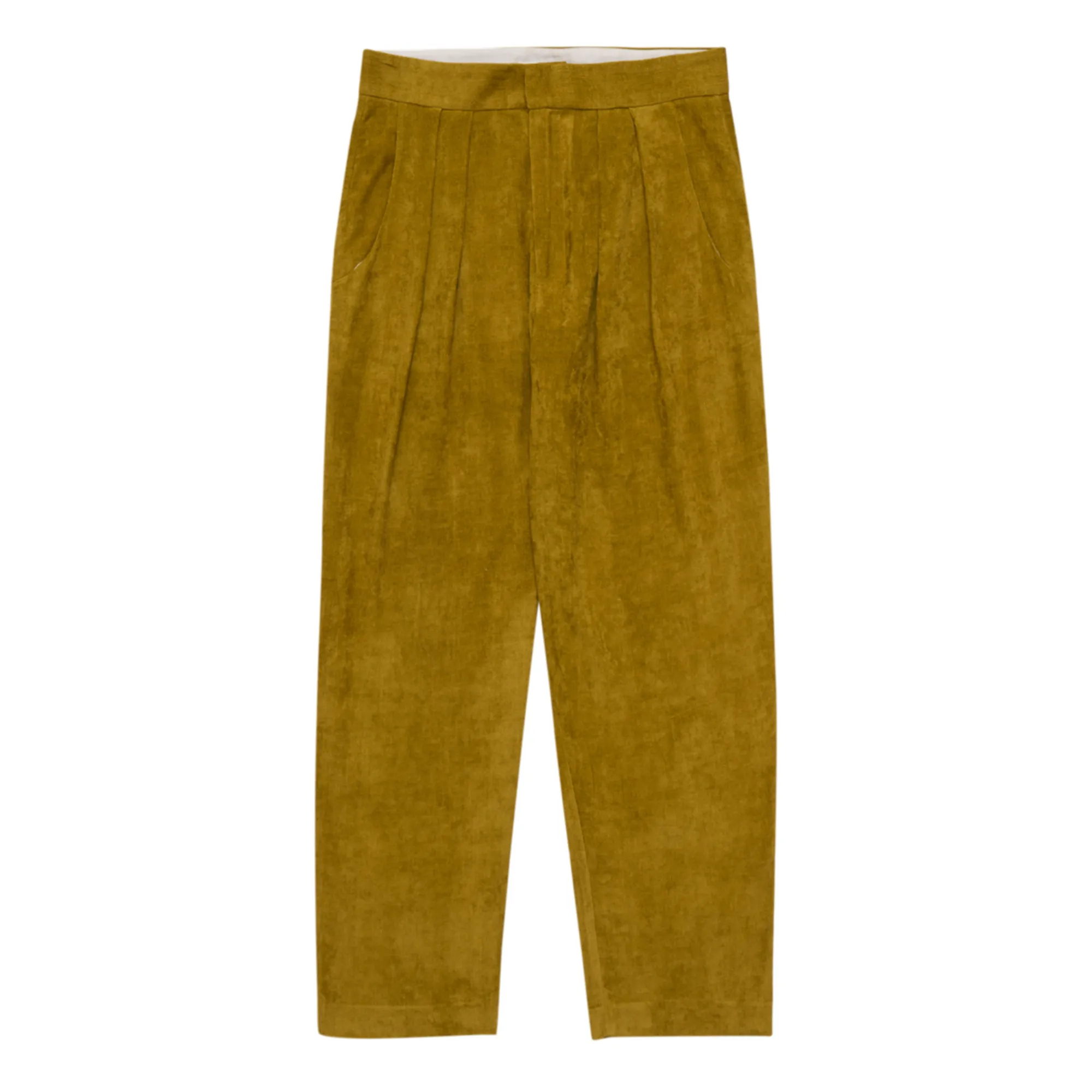 The New Society Women's Ochre Textured Velvet Trousers - Collection